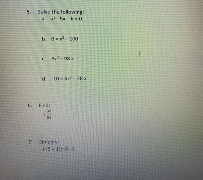 Solved f(x)=x2-36x+6A. a=5B. a=-36C. a=6D. a=-6