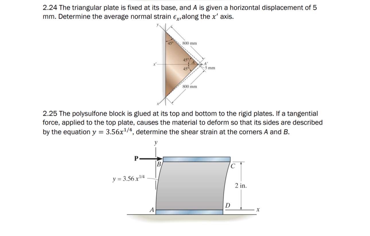 Solved 2.24 ﻿The triangular plate is ﻿fixed at ﻿its base, | Chegg.com