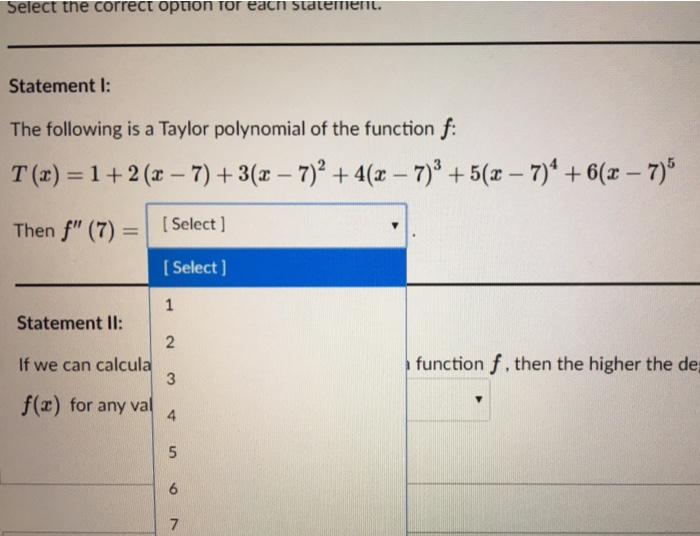 Solved Select the correct option for each statement. | Chegg.com