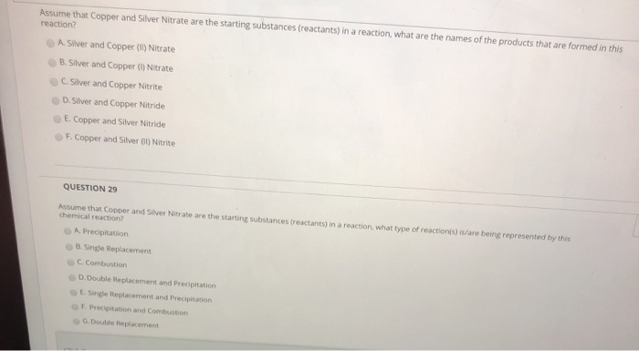 Solved Assume that Copper and Silver Nitrate are the | Chegg.com