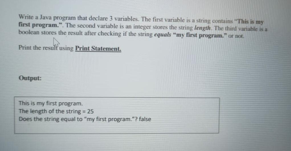 Solved Write a Java program that declare 3 variables. The | Chegg.com