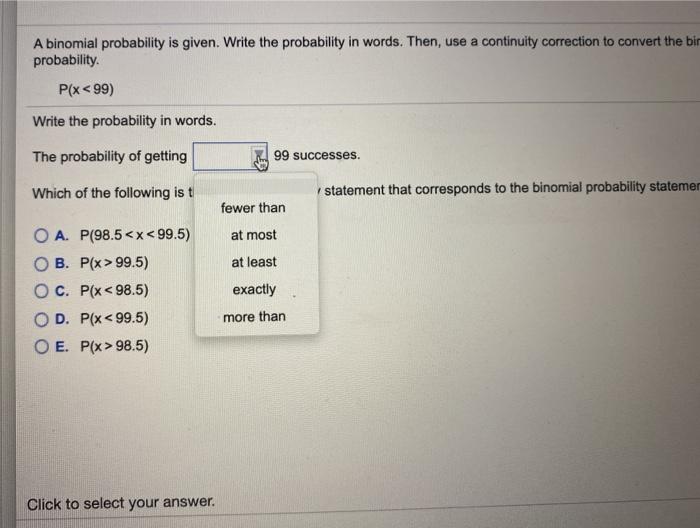 Solved A binomial probability is given. Write the | Chegg.com