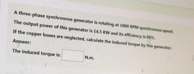 Solved A Three-phase Synchronous Generator Is Rotating At | Chegg.com