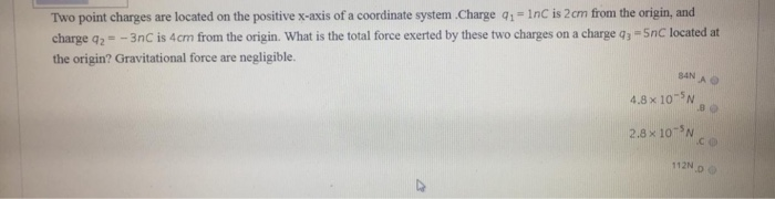 Solved Two point charges are located on the positive x-axis | Chegg.com