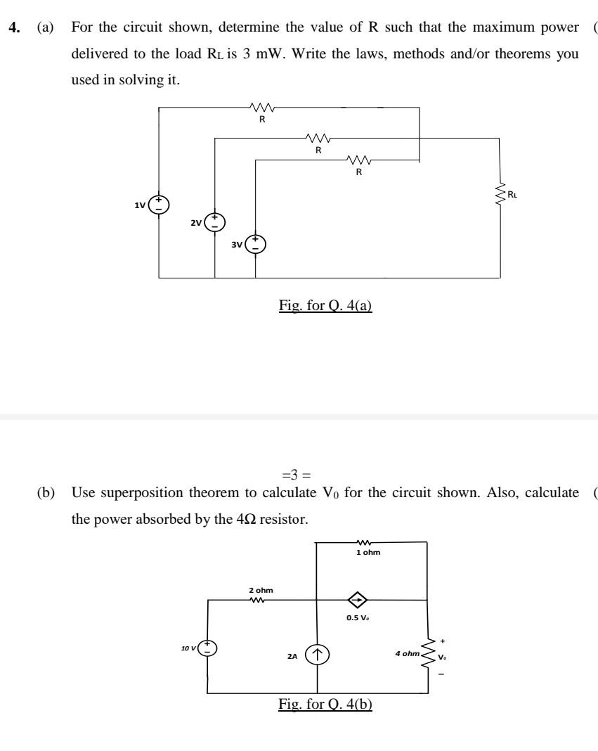 Solved 4. (a) For The Circuit Shown, Determine The Value Of | Chegg.com