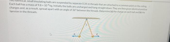 Solved scal, small insulating balls are suspended by | Chegg.com