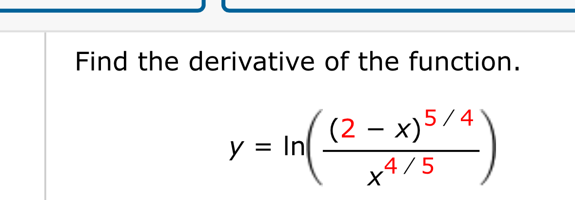 Solved Find The Derivative Of The Function Y Ln 2 X 54x45