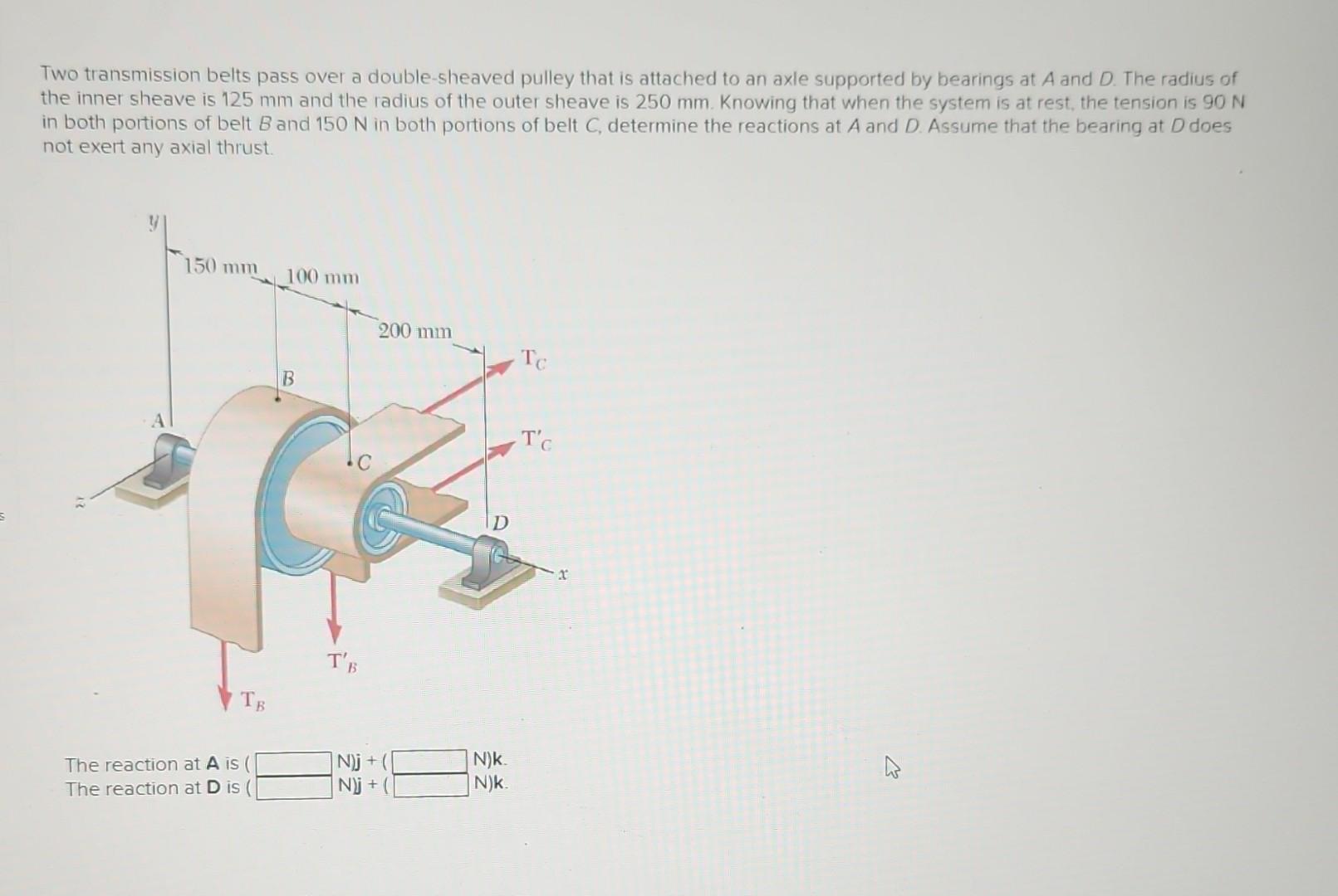 Solved Two Transmission Belts Pass Over A Double-sheaved | Chegg.com