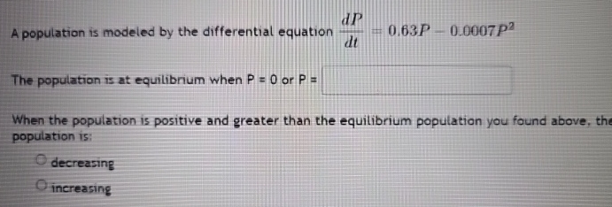 Solved A population is modeled by the differential equation | Chegg.com