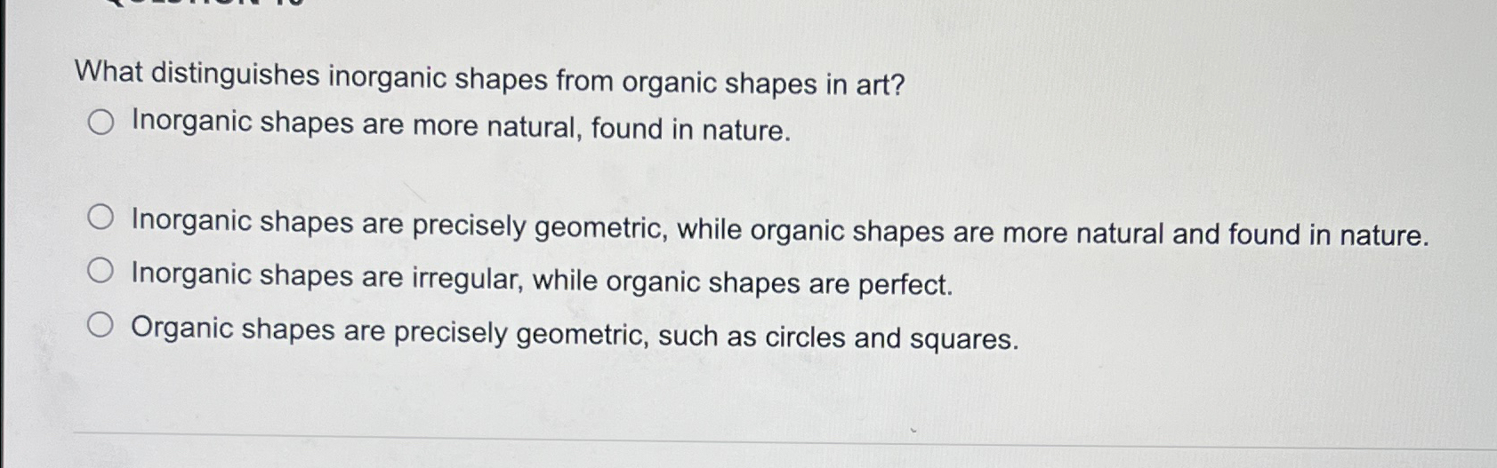 Solved What distinguishes inorganic shapes from organic | Chegg.com