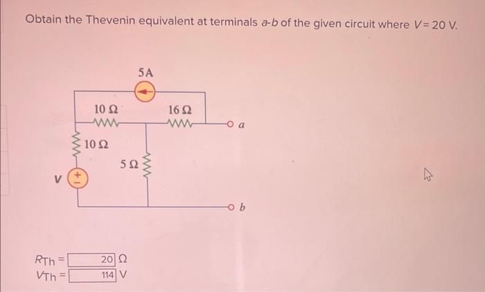 Solved Obtain The Thevenin Equivalent At Terminals A−b Of | Chegg.com