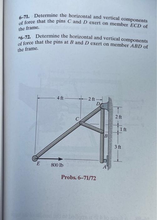 Solved 6 71 Determine The Horizontal And Vertical