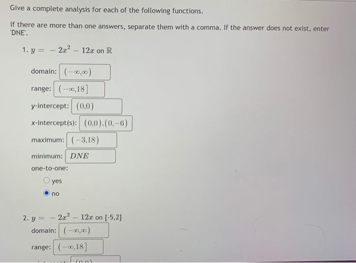 Solved Give A Complete Analysis For Each Of The Following | Chegg.com