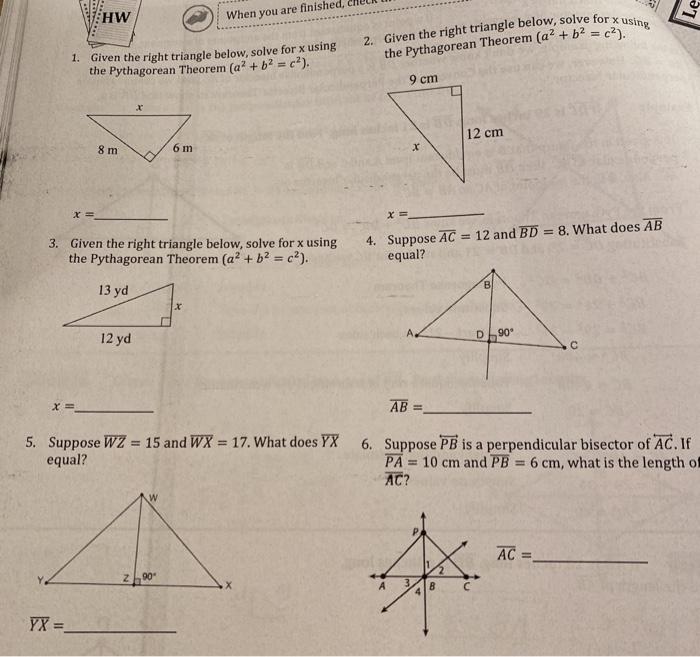 Solved 2. Given the right triangle below, solve for x using | Chegg.com