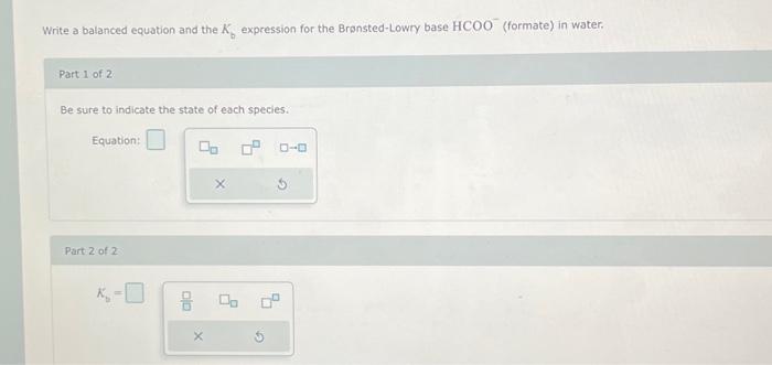 Solved Write A Balanced Equation And The Kb Expression For | Chegg.com