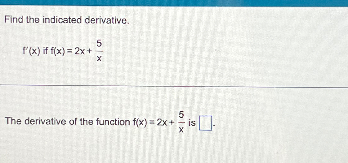 derivative of f(x)=5