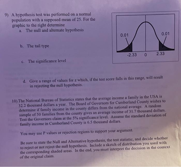 Solved 9) A hypothesis test was performed on a normal | Chegg.com