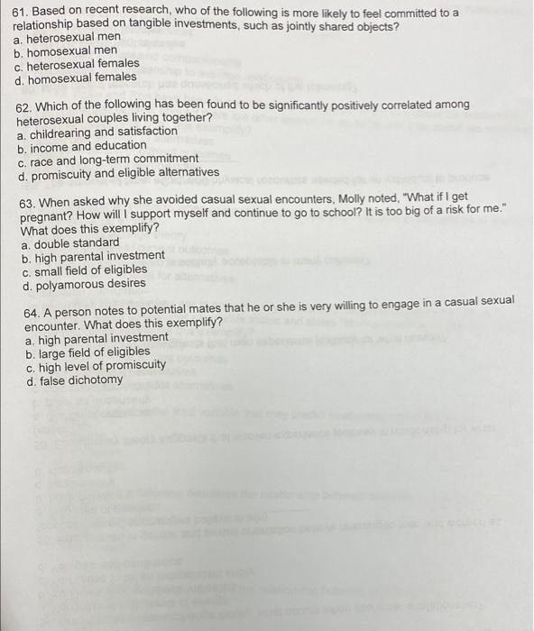 Solved 61. Based on recent research, who of the following is | Chegg.com