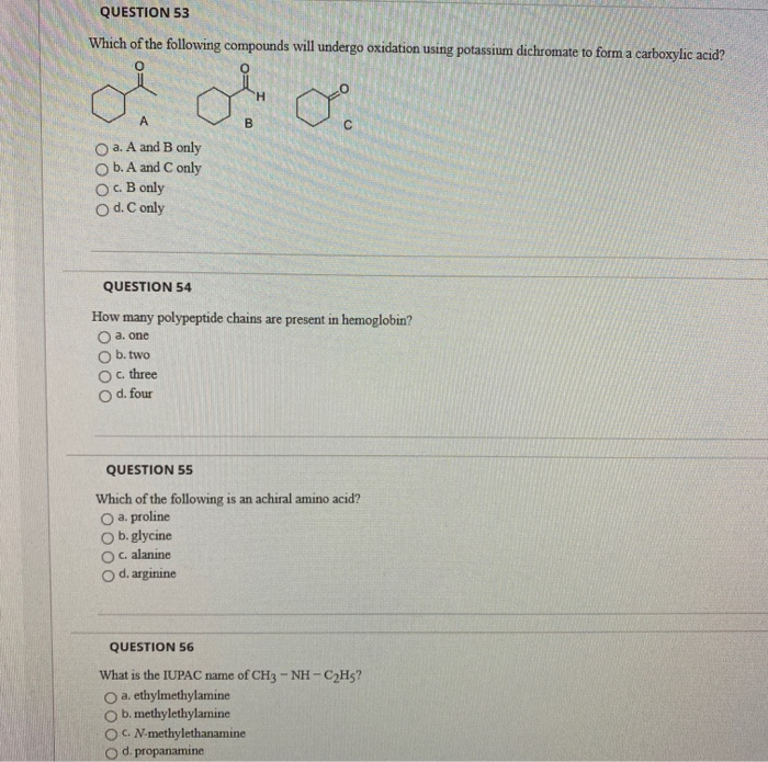 Solved QUESTION 53 Which of the following compounds will | Chegg.com