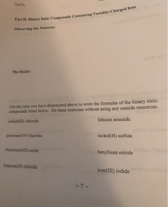 Binary ionic compounds homework answers image