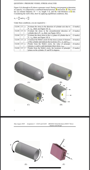 Solved QUESTION I PRESSURE VESSEL STRESS ANALYSIS Figure (A) | Chegg.com