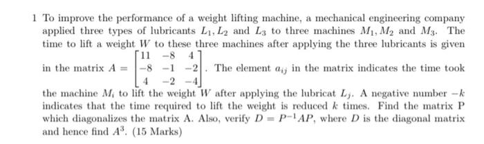 Solved 1 To improve the performance of a weight lifting | Chegg.com