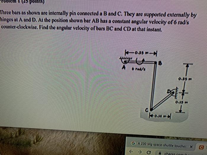 Solved Points) Three Bars As Shown Are Internally Pin | Chegg.com