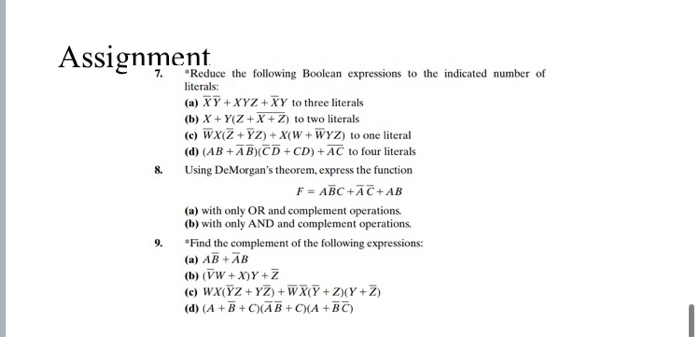 Solved Assignment & *Reduce The Following Boolean | Chegg.com