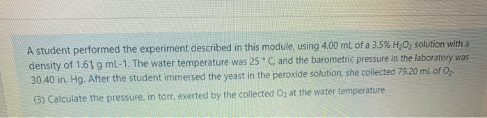 Solved A student performed the experiment described in this | Chegg.com