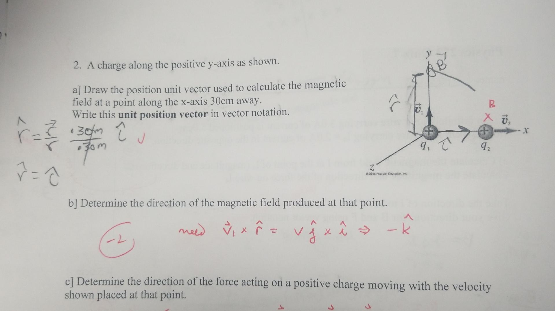 Solved 2. A charge along the positive y-axis as shown. a] | Chegg.com