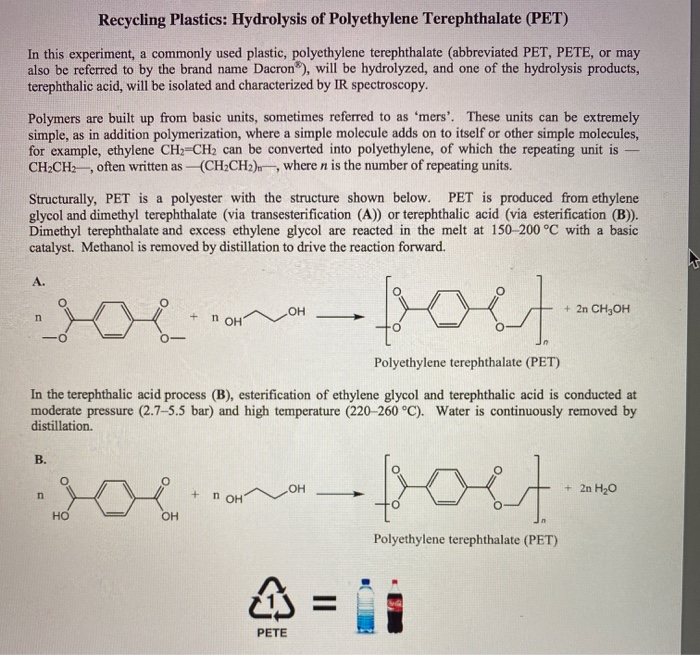 Solved Recycling Plastics Hydrolysis of Polyethylene