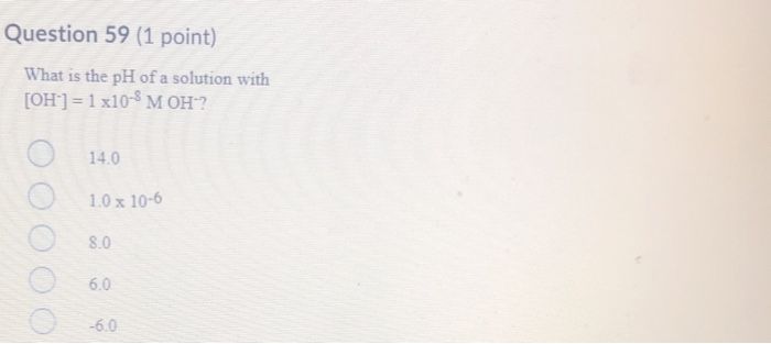 Solved Question 59 (1 point) What is the pH of a solution | Chegg.com