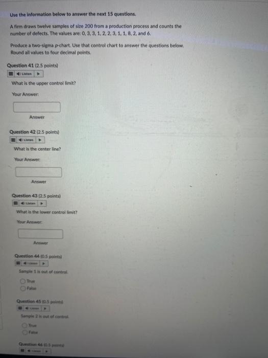 Solved Use the information below to answer the next 15 | Chegg.com