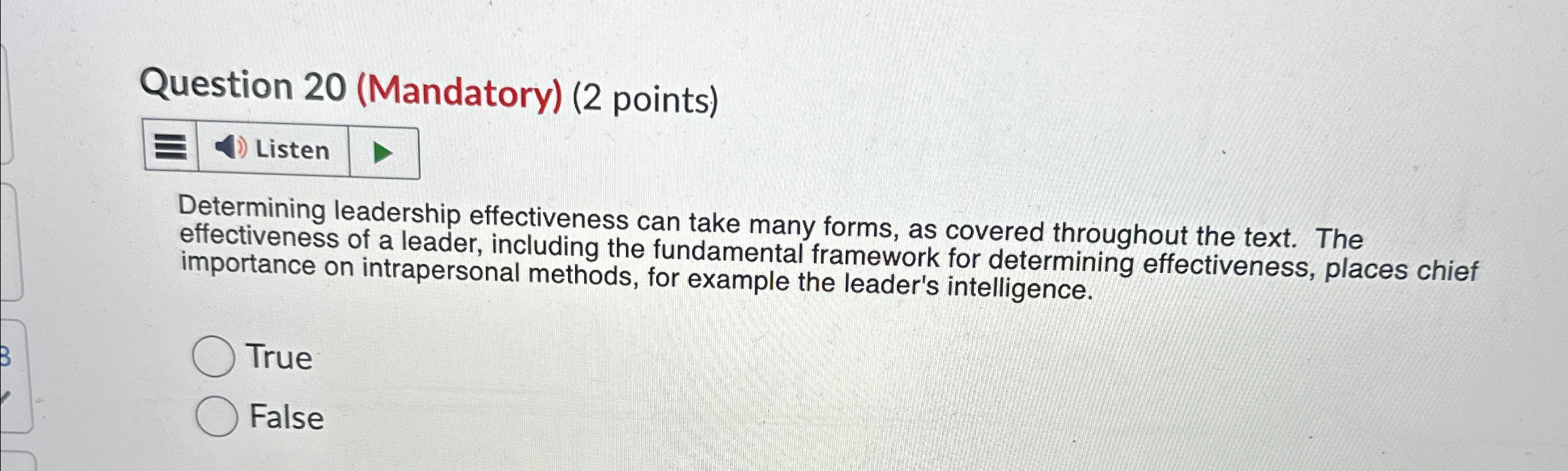 Solved Question 20 (Mandatory) (2 ﻿points)ListenDetermining | Chegg.com