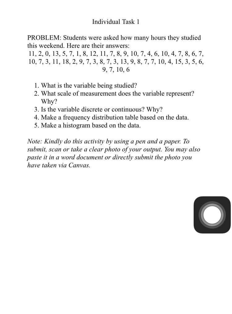 Solved Individual Task 1 PROBLEM: Students were asked how | Chegg.com