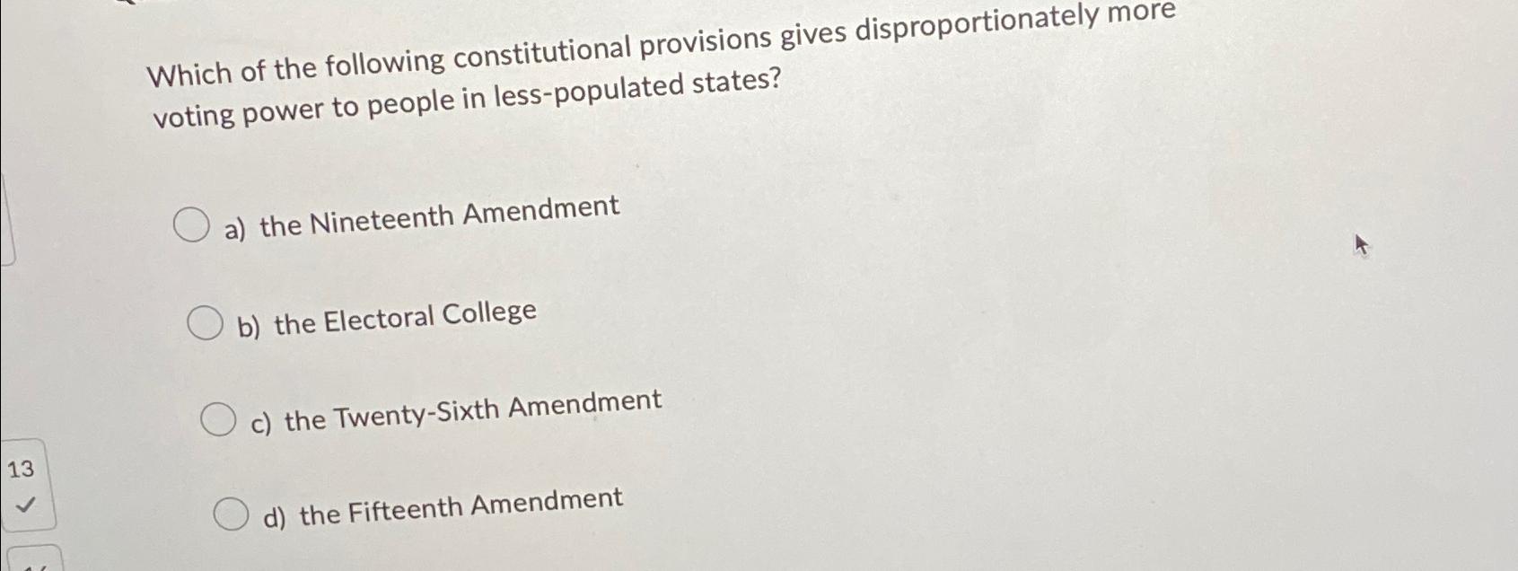 Solved Which of the following constitutional provisions | Chegg.com
