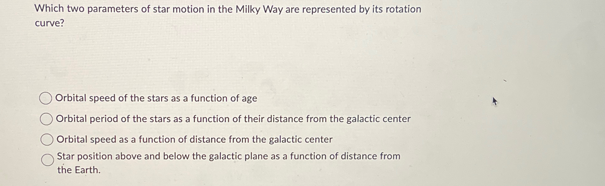 Solved Which two parameters of star motion in the Milky Way | Chegg.com