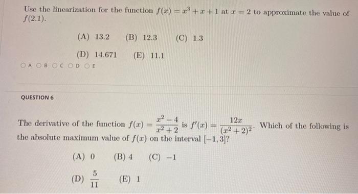 Solved Use The Linearization For The Function F X Chegg Com