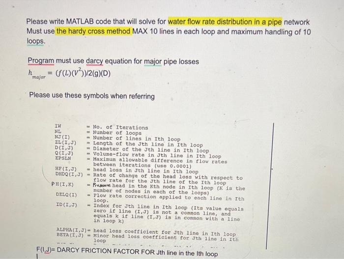 Please write MATLAB code that will solve for water | Chegg.com