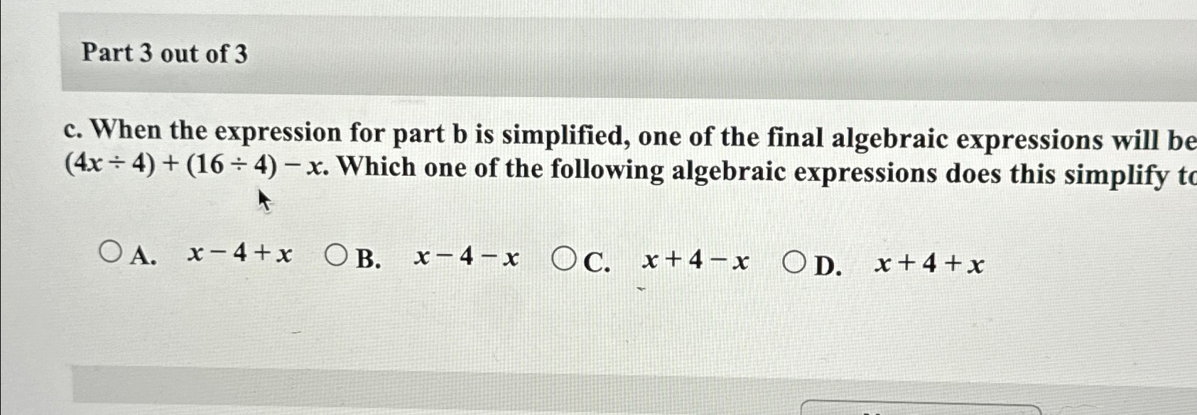 Solved Part 3 ﻿out of 3c. ﻿When the expression for part b | Chegg.com