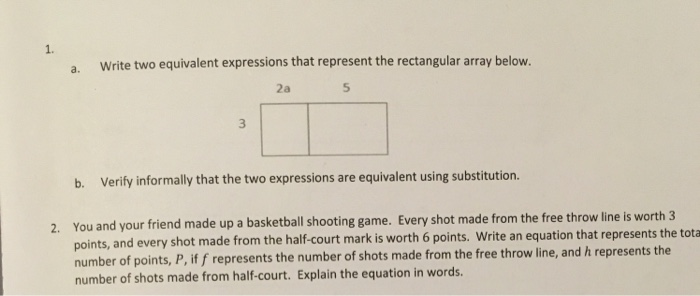 Solved a Write two equivalent expressions that represent the | Chegg.com