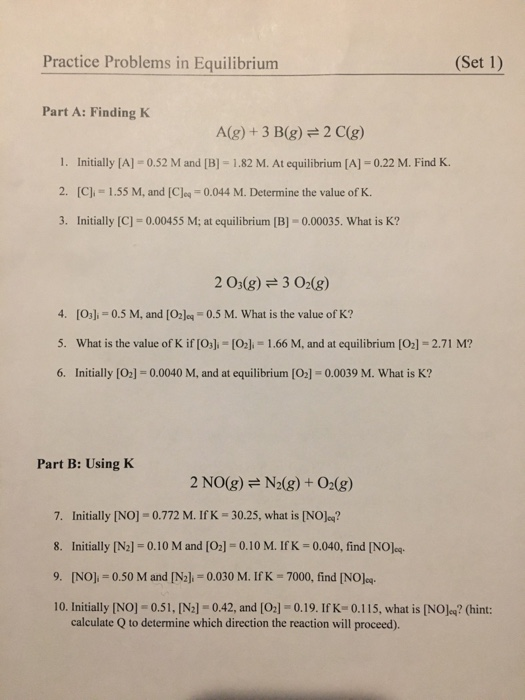 Solved Practice Problems In Equilibrium (Set 1) Part A: | Chegg.com