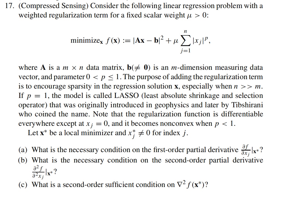 Solved (Compressed Sensing) ﻿Consider the following linear | Chegg.com