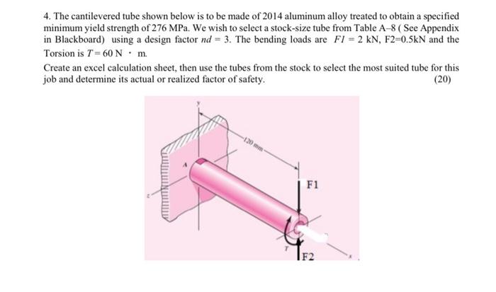 Solved 4. The cantilevered tube shown below is to be made of | Chegg.com