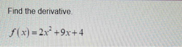 derivative of x 2 6x 9