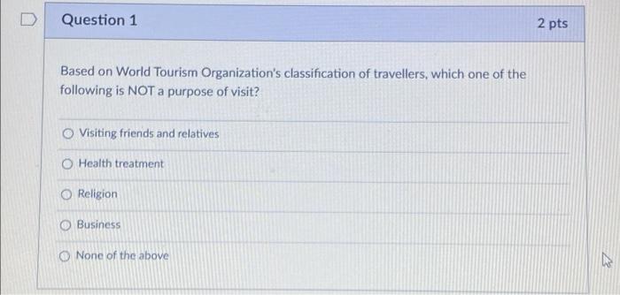 Solved Question 1 2 pts Based on World Tourism | Chegg.com