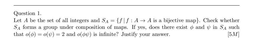 Solved Question 1. Let A be the set of all integers and | Chegg.com