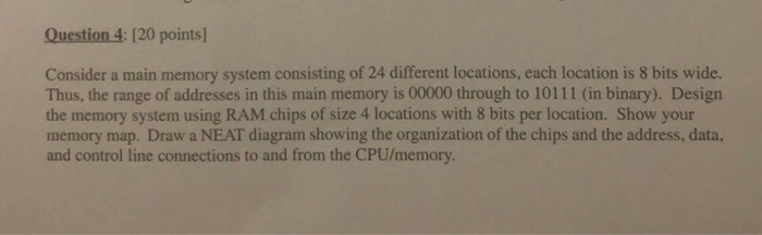 Solved Question 4: [20 points] Consider a main memory system | Chegg.com