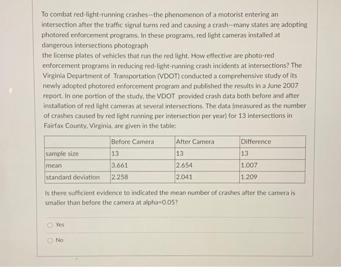 Solved To combat redlightrunning crashesthe phenomenon of