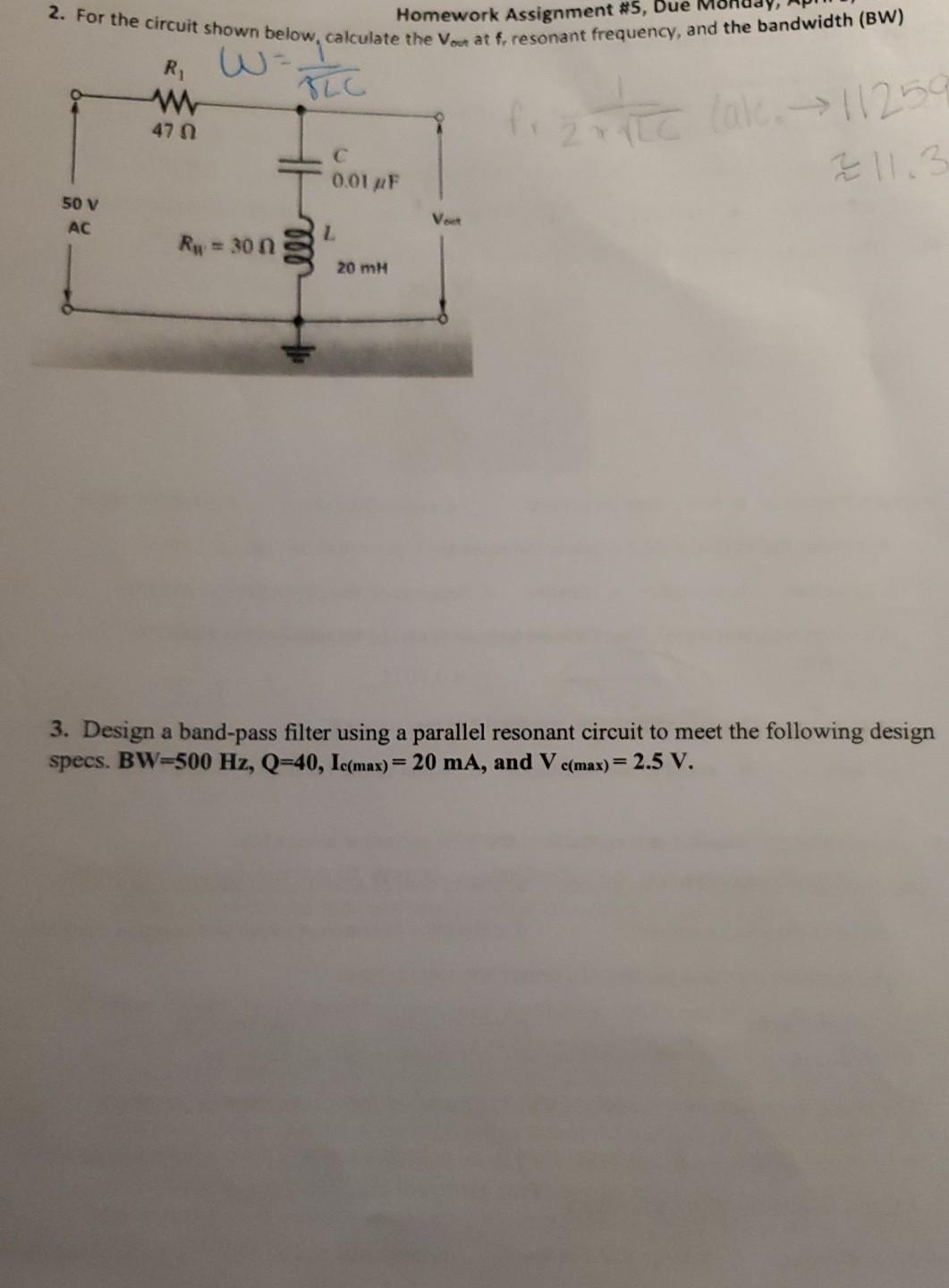 Solved 2. For the circuit shown below, calculate the Vout at | Chegg.com